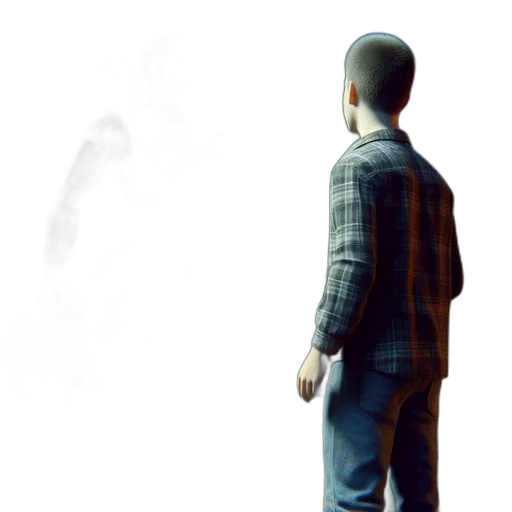 jacket, mask, robot, face, concept art, photorealistic, 3d render, pixel art transparent PNG cut-out