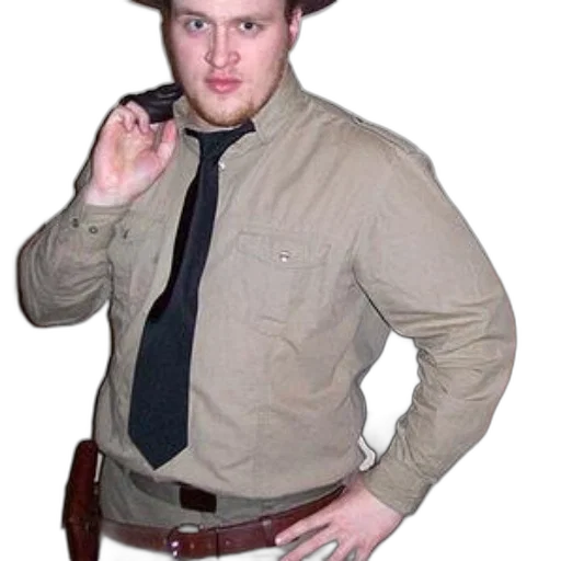 hat, staff, jacket, animal, earth tones, man, dressed, ranger transparent PNG cut-out