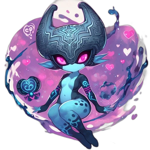 creature, mask, staff, concept art, fantasy art, pixel art, comic book art, blue transparent PNG cut-out