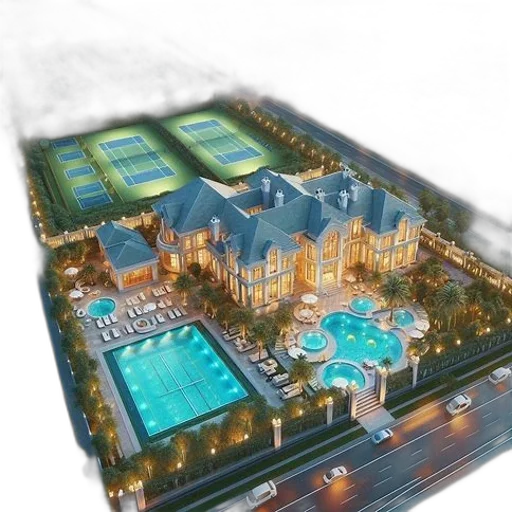 3d render, concept art, photorealistic, aerial, shot, lavish, residential, neighborhood transparent PNG cut-out