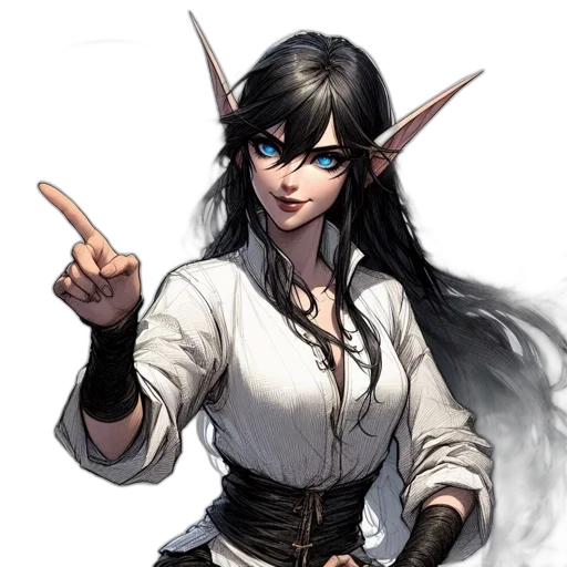 staff, fantasy art, concept art, comic book art, pixel art, animated, elf-like, figure transparent PNG cut-out