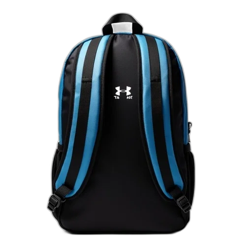 jacket, black, blue, backpack, white, logo, back, displayed transparent PNG cut-out