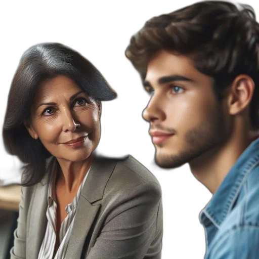 face, photorealistic, two, individuals, woman, beige, man, blue transparent PNG cut-out