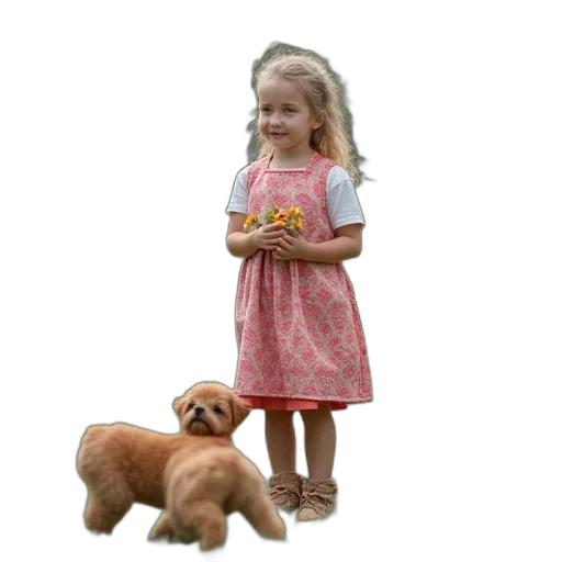 dress, food, animal, photorealistic, 3d render, girl, garden, flowers transparent PNG cut-out
