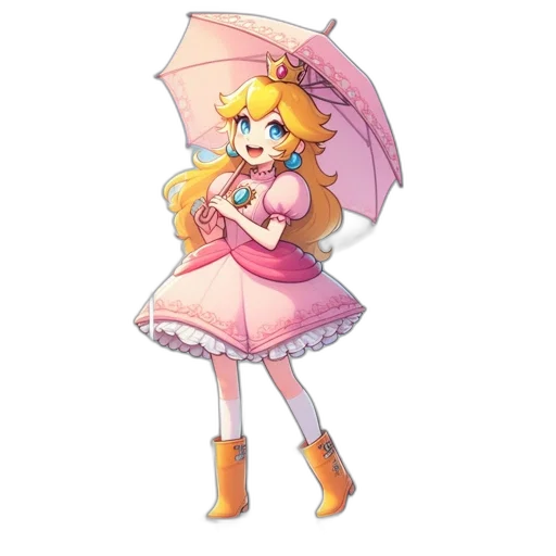 umbrella, dress, staff, weapon, pixel art, concept art, watercolor, anime transparent PNG cut-out