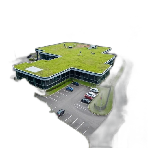 building, 3d render, concept art, photorealistic, aerial, view, modern, eco-friendly transparent PNG cut-out