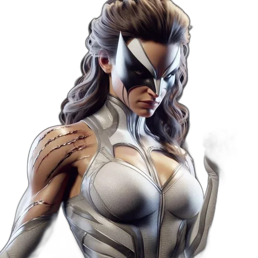 mask, comic book art, concept art, 3d render, photorealistic, female, character, futuristic transparent PNG cut-out