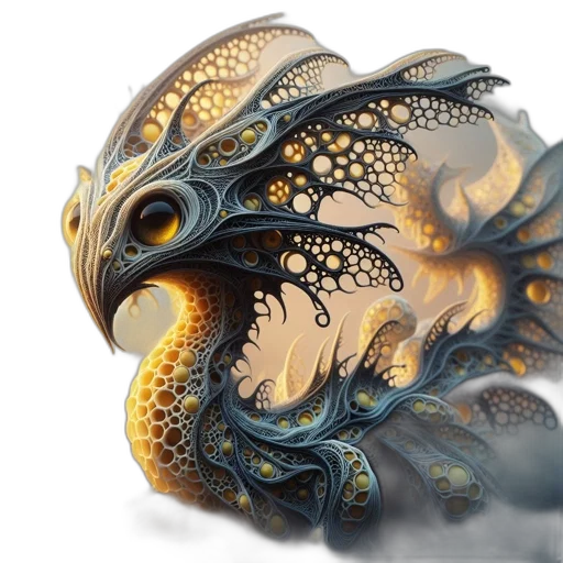 dragon, mask, jewelry, creature, fantasy art, concept art, photorealistic, 3d render transparent PNG cut-out