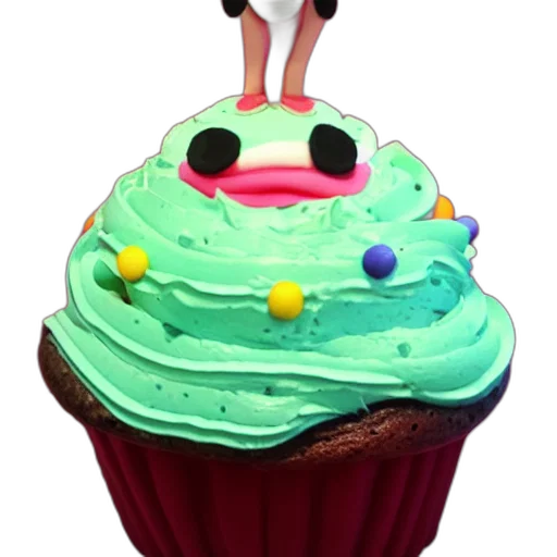 food, hat, 3d render, photorealistic, pixel art, pastel, giant, cupcake transparent PNG cut-out