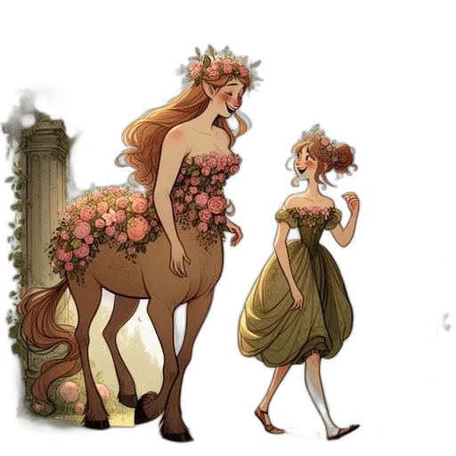 dress, crown, concept art, fantasy art, watercolor, pixel art, forest, earth tones transparent PNG cut-out
