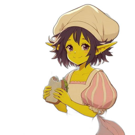 hat, dress, staff, flower, fantasy art, anime, pixel art, concept art transparent PNG cut-out