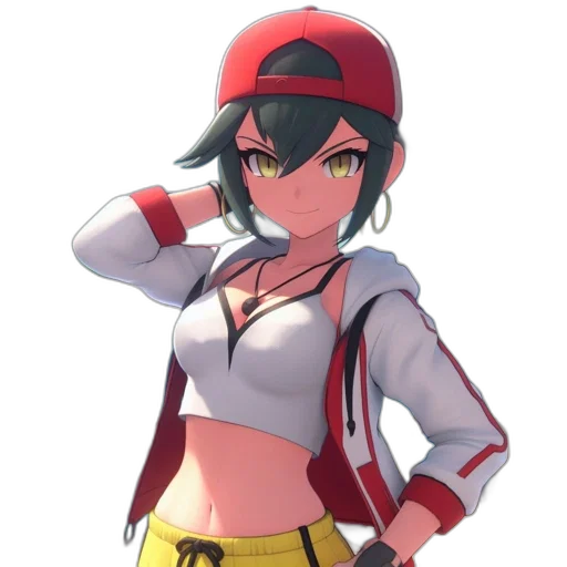 hat, staff, jacket, weapon, anime, concept art, pixel art, 3d render transparent PNG cut-out