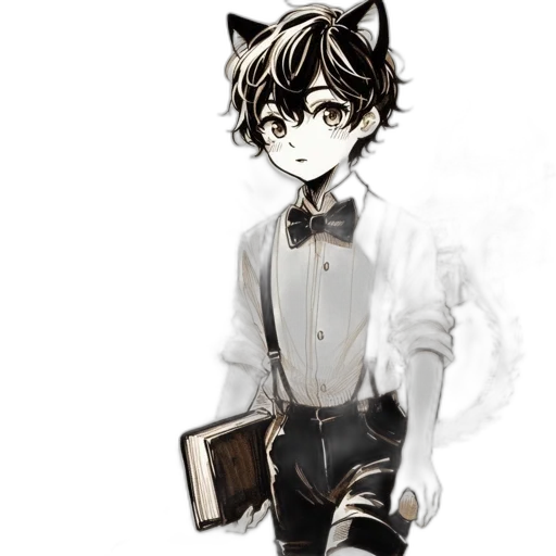 staff, animal, mask, pixel art, concept art, fantasy art, anime, monochrome transparent PNG cut-out