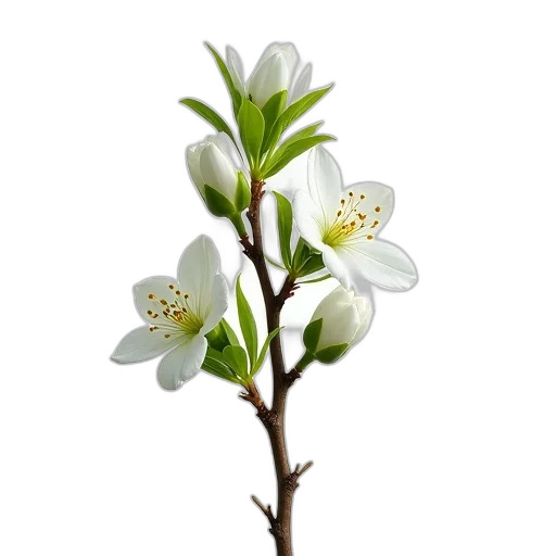 flower, crown, staff, tree, photorealistic, 3d render, close-up, branch transparent PNG cut-out