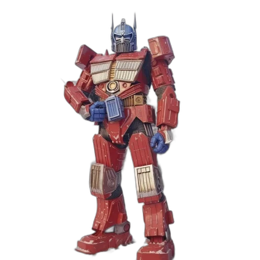 robot, concept art, 3d render, red, transforming, parts, stands, snowy transparent PNG cut-out