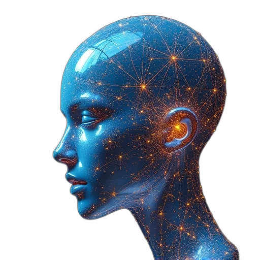 robot, face, mask, crown, cyberpunk, concept art, vaporwave, 3d render transparent PNG cut-out