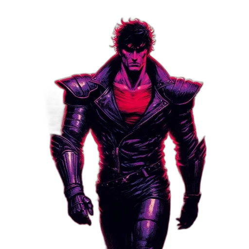 jacket, comic book art, concept art, cyberpunk, pixel art, red, dark, neon transparent PNG cut-out