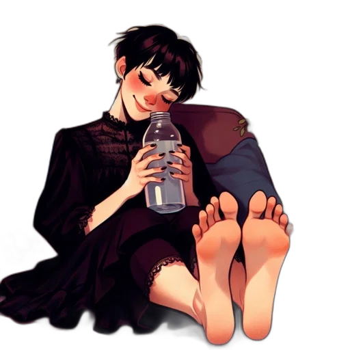 bottle, watercolor, pixel art, concept art, anime, dark, monochrome, red transparent PNG cut-out