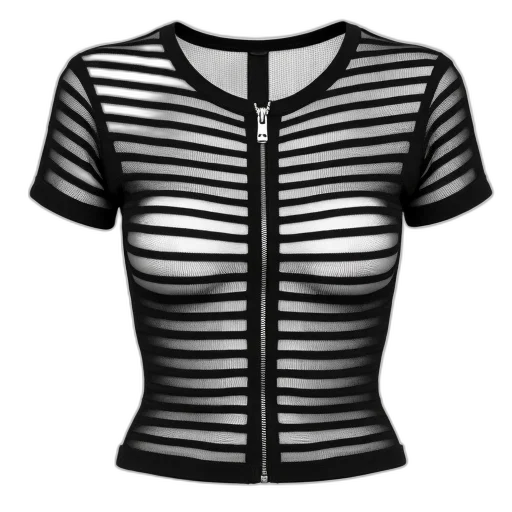 jacket, dress, 3d render, monochrome, black, white, striped, top transparent PNG cut-out