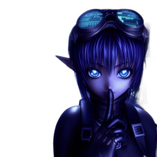mask, staff, fantasy art, anime, concept art, cyberpunk, blue, dark transparent PNG cut-out