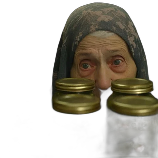 mask, face, hat, bottle, 3d render, photorealistic, concept art, elderly transparent PNG cut-out