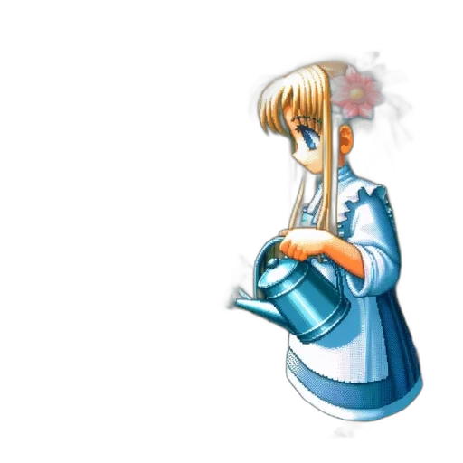 staff, flower, dress, robot, concept art, anime, pixel art, fantasy art transparent PNG cut-out