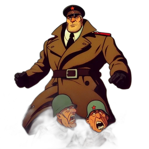 jacket, staff, weapon, hat, concept art, comic book art, cartoon, pixel art transparent PNG cut-out