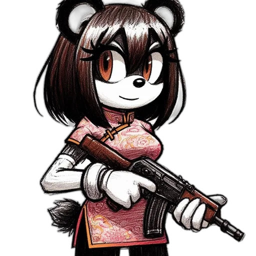 weapon, staff, animal, pixel art, cartoon, concept art, anime, monochrome transparent PNG cut-out