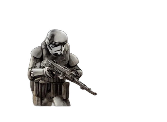 weapon, robot, concept art, pixel art, 3d render, comic book art, galactic, stormtrooper transparent PNG cut-out