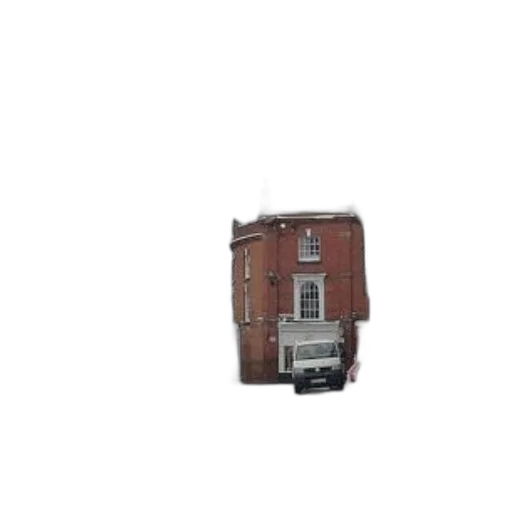 building, furniture, car, staff, 3d render, photorealistic, city street, snowy transparent PNG cut-out