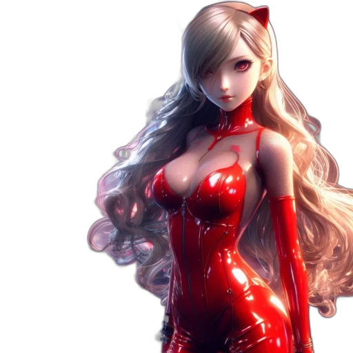 dress, concept art, fantasy art, 3d render, comic book art, red, female, animated transparent PNG cut-out