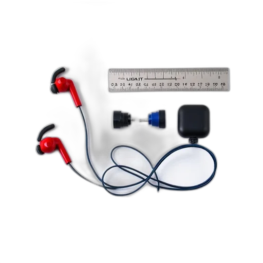 staff, weapon, robot, jewelry, set, red, black, earbuds transparent PNG cut-out