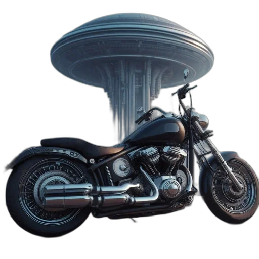 photorealistic, concept art, 3d render, futuristic, cityscape, high-performance, motorcycle, adorns transparent PNG cut-out