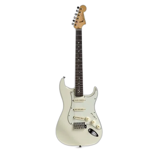 white, electric, guitar, pickguard, black, headstock, displayed, against transparent PNG cut-out