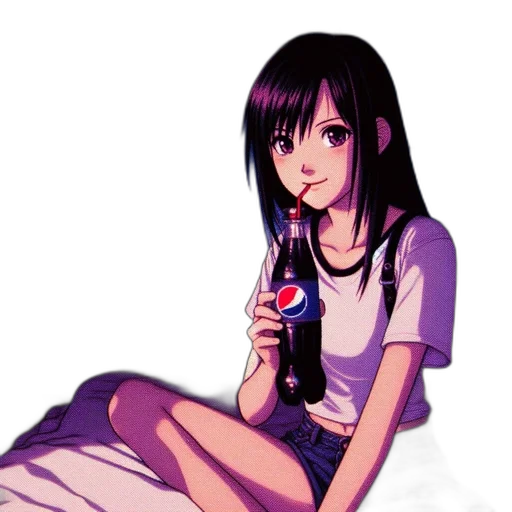 bottle, dress, pixel art, anime, vaporwave, cartoon, neon lights, monochrome transparent PNG cut-out