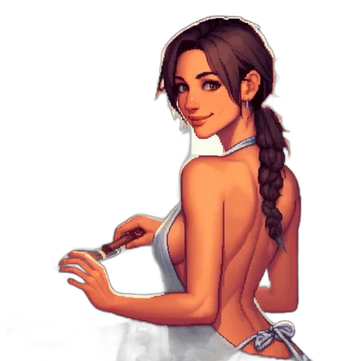 dress, jewelry, staff, pixel art, fantasy art, concept art, cartoon, beach transparent PNG cut-out