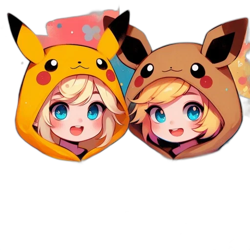 mask, hat, anime, 3d render, cartoon, pixel art, two, animated transparent PNG cut-out