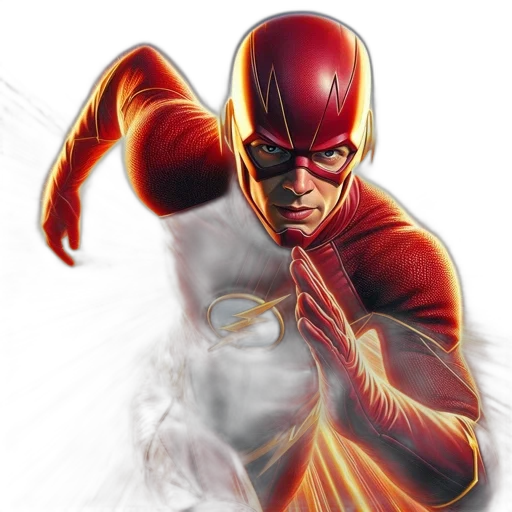 comic book art, concept art, photorealistic, 3d render, individual, donning, fiery-hued, superhero transparent PNG cut-out