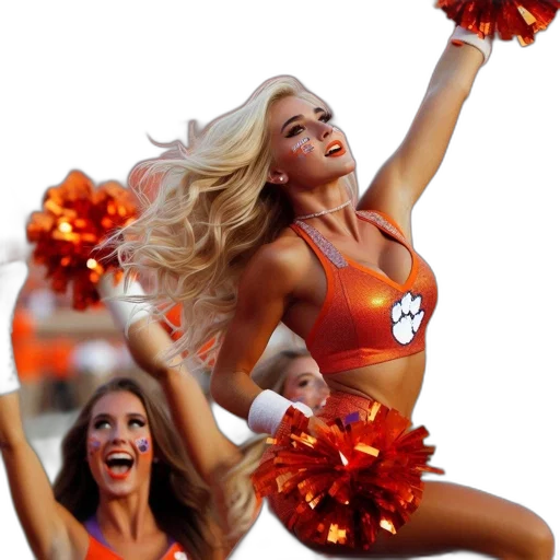active, cheerleading, group, tiger, paw, logo, celebrates, orange-dominated transparent PNG cut-out