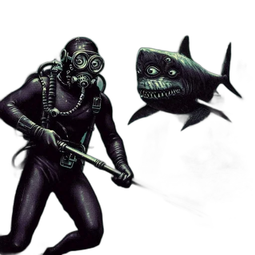 creature, mask, animal, weapon, concept art, fantasy art, comic book art, pixel art transparent PNG cut-out