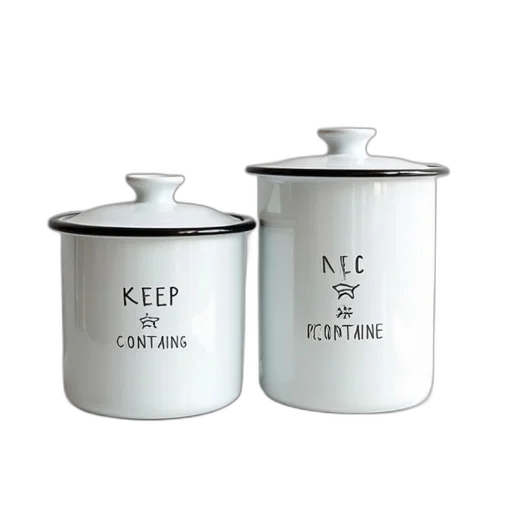 monochrome, white, enamel, canisters transparent PNG cut-out