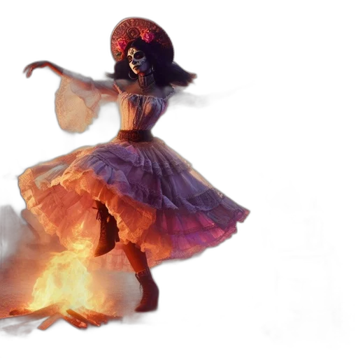 dress, concept art, fantasy art, watercolor, comic book art, fire, red, arid transparent PNG cut-out