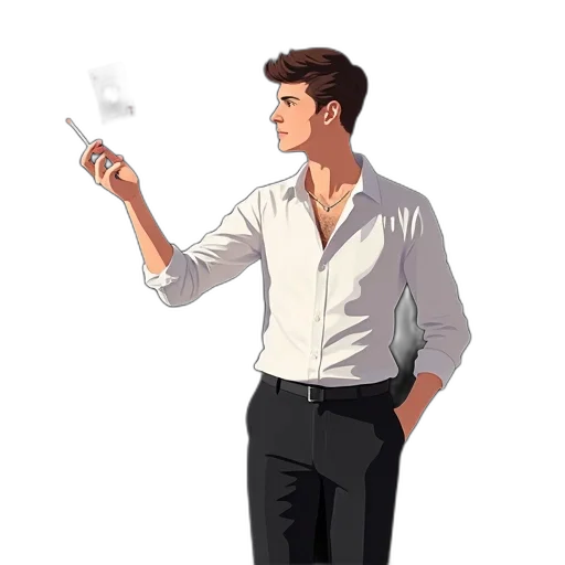 staff, jacket, concept art, cartoon, fantasy art, pixel art, fire, fog transparent PNG cut-out