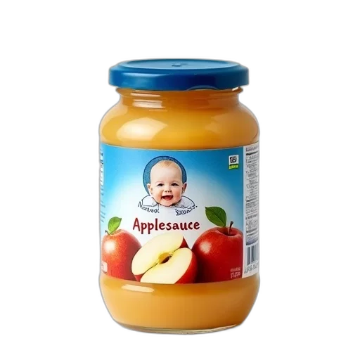 food, bottle, face, photorealistic, 3d render, jar, gerber, applesauce transparent PNG cut-out