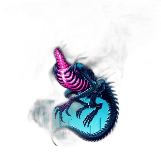 dragon, creature, animal, mask, vaporwave, concept art, fantasy art, 3d render transparent PNG cut-out