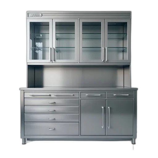 furniture, 3d render, stainless, steel, laboratory, equipment, cabinet, drawers transparent PNG cut-out