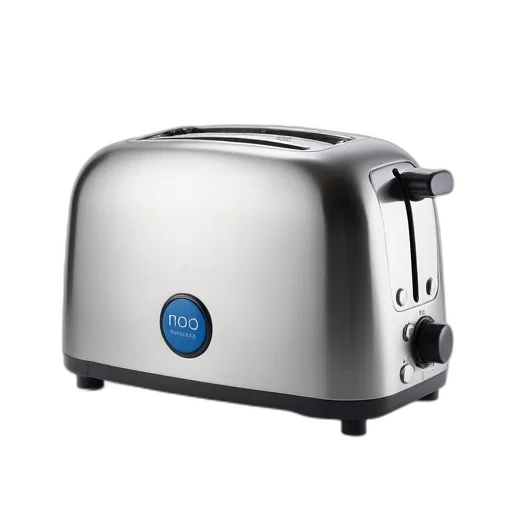 robot, food, sleek, modern, stainless, steel, toaster, curved transparent PNG cut-out