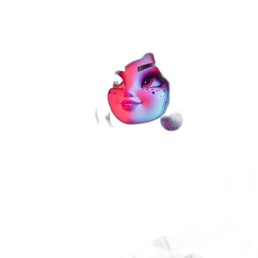 face, mask, creature, robot, vaporwave, 3d render, photorealistic, pixel art transparent PNG cut-out