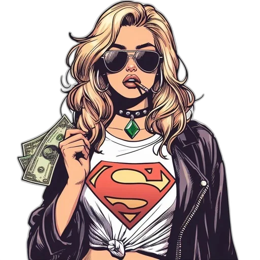 comic book art, cartoon, concept art, fantasy art, illustration, features, confident, stylish transparent PNG cut-out