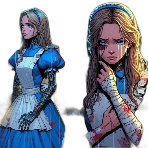 dress, comic book art, concept art, fantasy art, anime, blue, two, illustrations transparent PNG cut-out